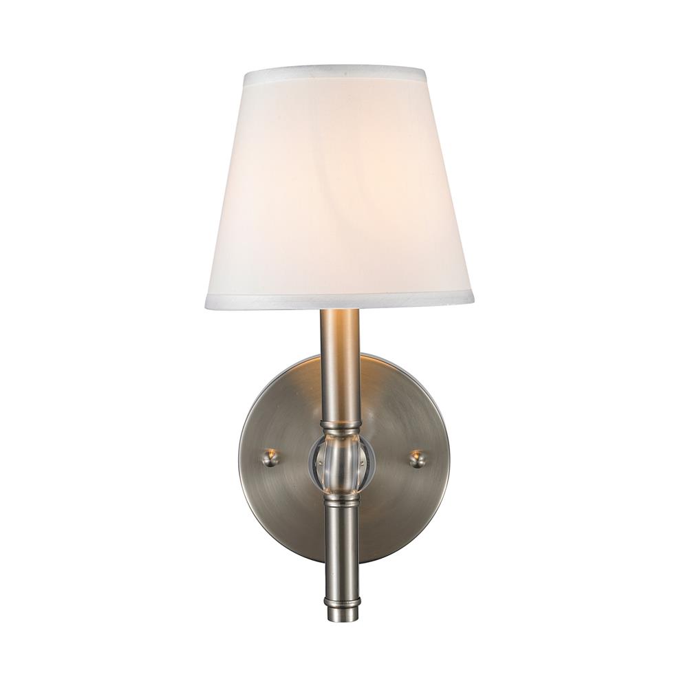 Golden Lighting 3500-1W PW-CWH Waverly PW Sconce in the Pewter Finish